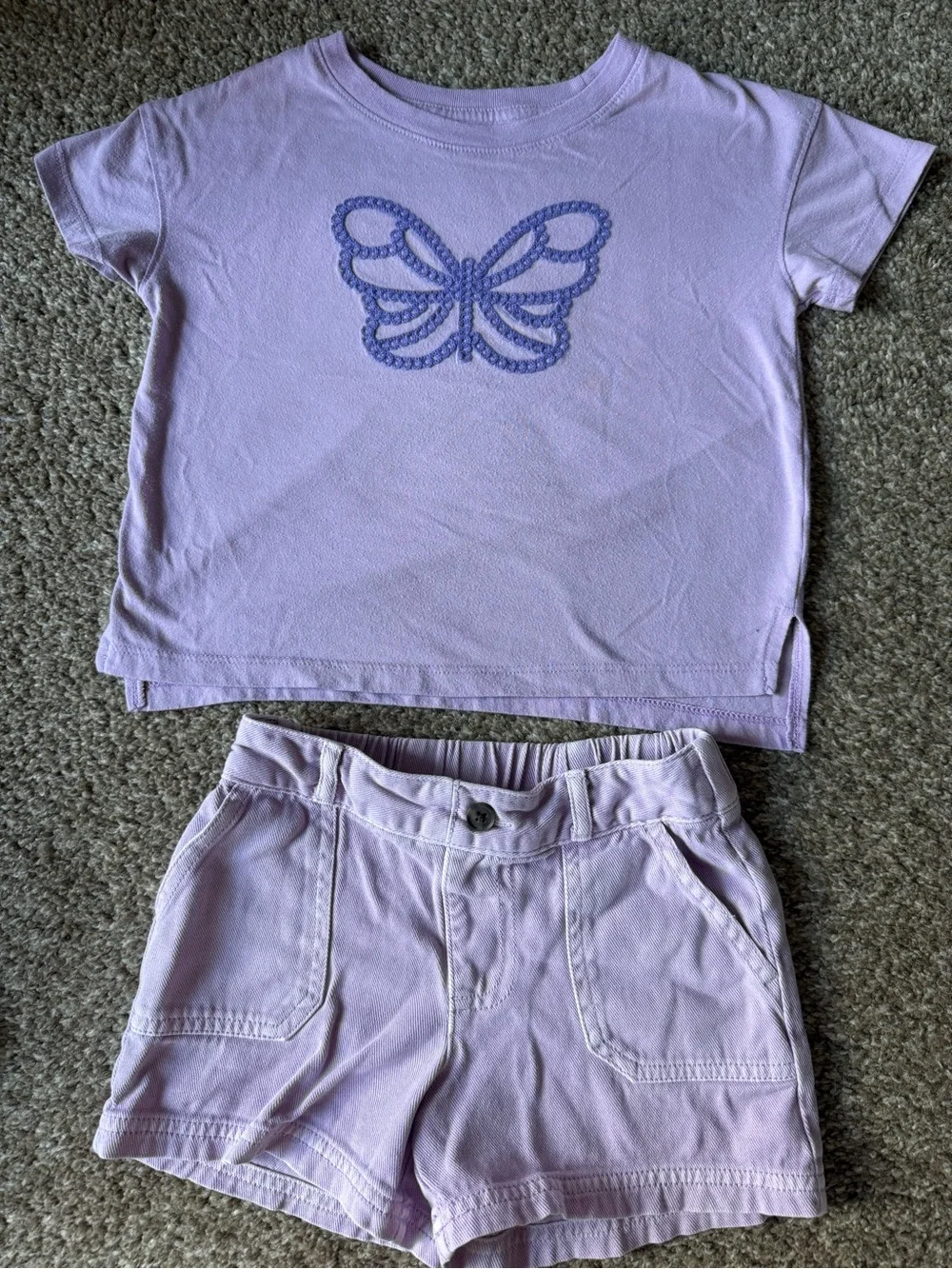 Lilac Butterfly Tee and Shorts Set